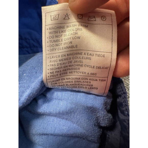 VTG 90s Nike Sideline Jacket - Hooded Windbreaker Lined Royal Blue ‎ LARGE 14/16 - Picture 14 of 16